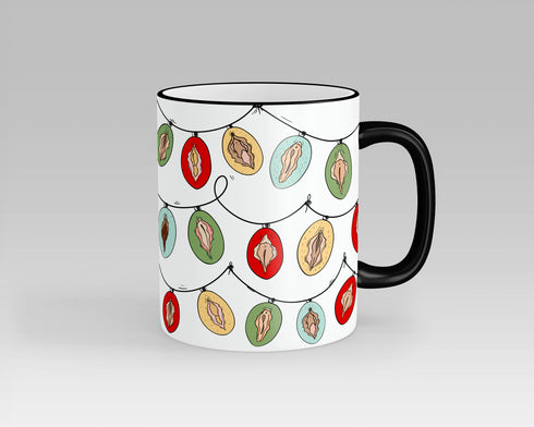 Personalised Vulva Christmas Lights Mug